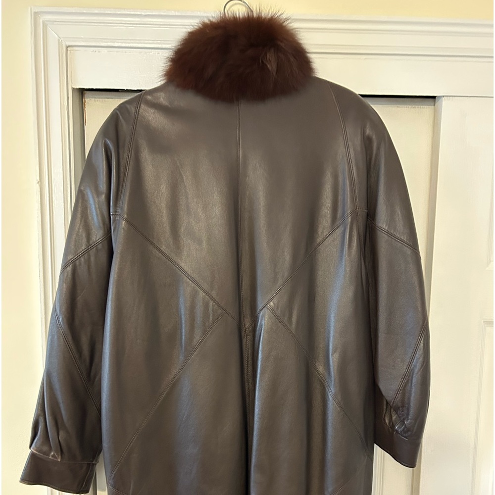 Greg Bell Leather Coat w/ Fur Collar